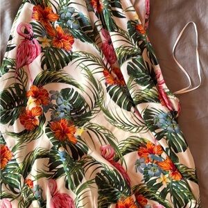 Rachel Zoe Tropical Flamingo Print halter in White, Pink, Green